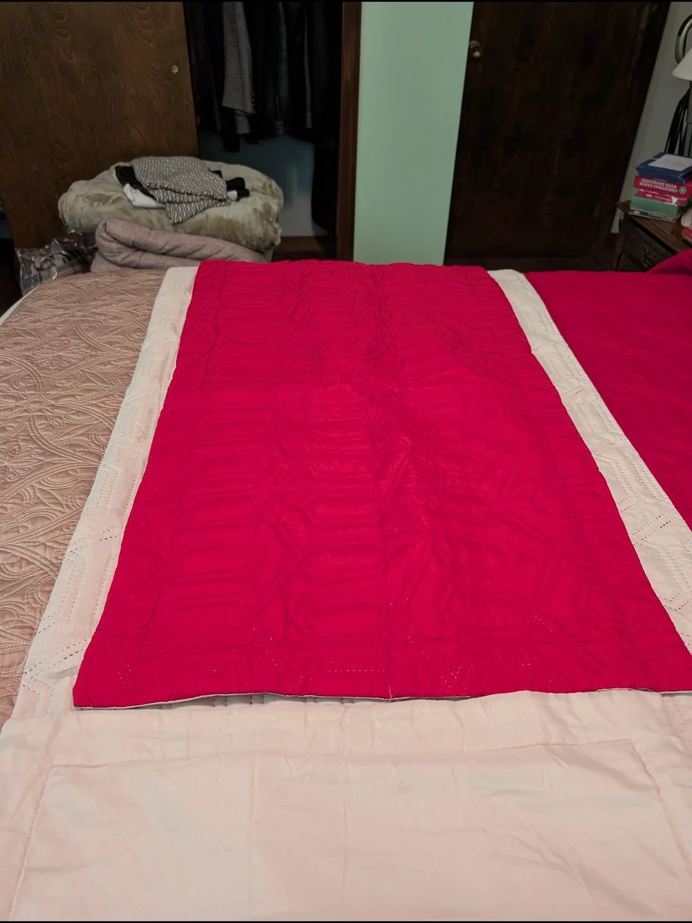 Classic Solid Red Quilt Coverlet - Home Bedding NWOT